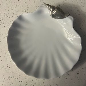 Maurice Milleur Pewter & Porcelain Dish Made In USA